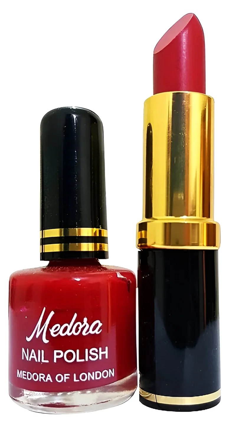 Medora 2 in 1 Lipstick & Nail Polish Combo Includes 1 Lipstick & 1 Nail Polish (Shade Red, Maroon) Pic 2