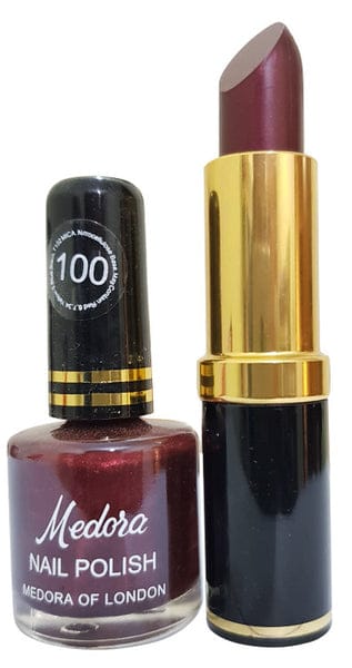 Medora 2 in 1 Lipstick & Nail Polish Combo Includes 1 Lipstick & 1 Nail Polish (Shade Red, Maroon) Pic 3