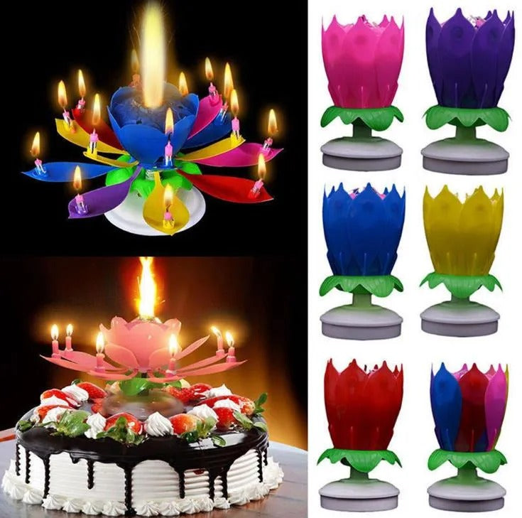 Melody Birthday Candle Musical Flower Candle Colorful Flames And Happy Birthday Tune Pic 2
