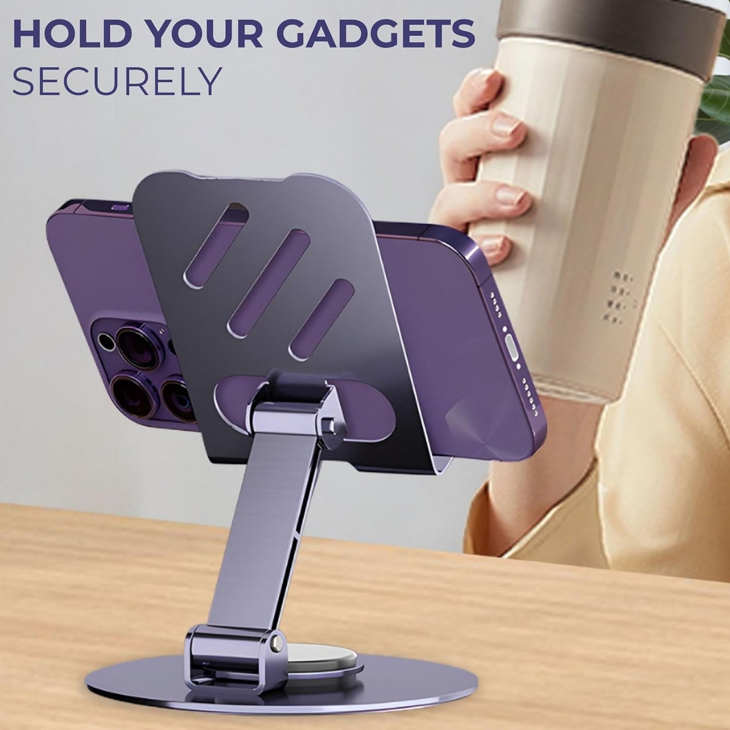 Mobile Holder Tablet Stand 360 Rotatable Adjustable Foldable  Pic 4