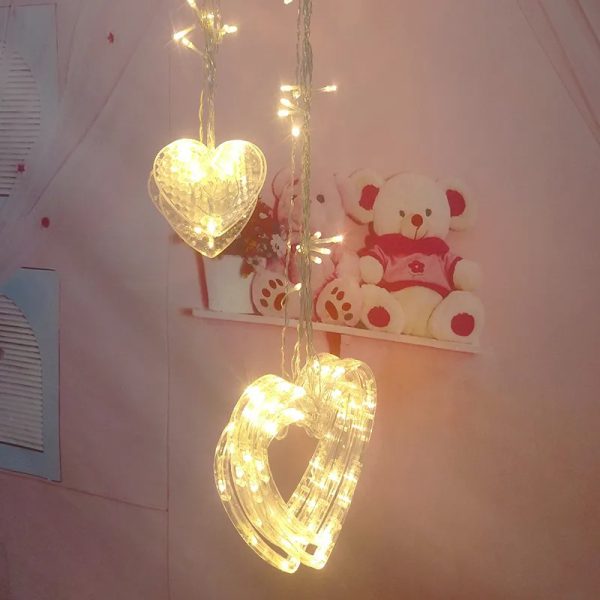 Multi Color Heart Curtain Warm Color Heart Curtain Led Light Pic 5