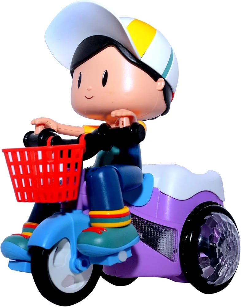 Musical Stunt Tricycle Toy Bike for Kids with 360° Rotation 3D Flashing Lights Music & Bump Pic 3