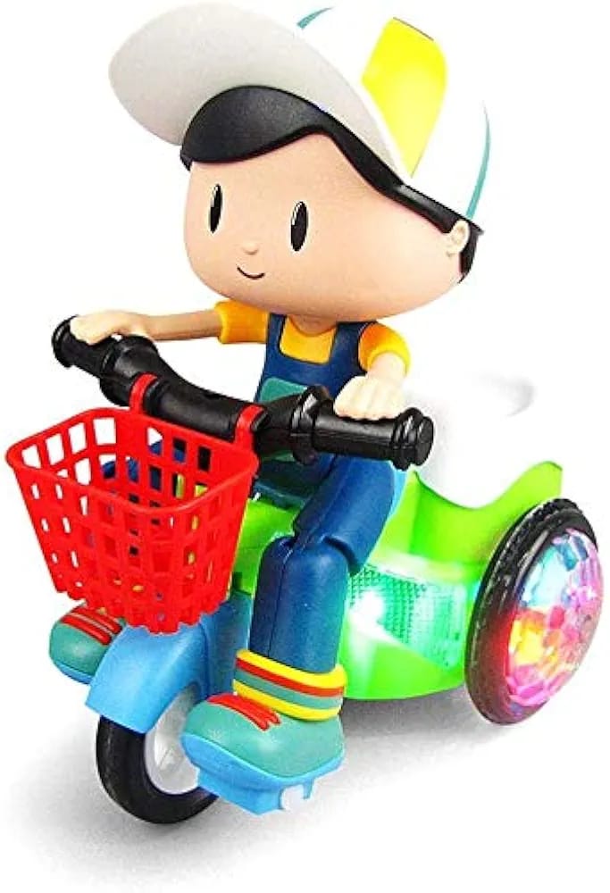 Musical Stunt Tricycle Toy Bike for Kids with 360° Rotation 3D Flashing Lights Music & Bump Pic 4