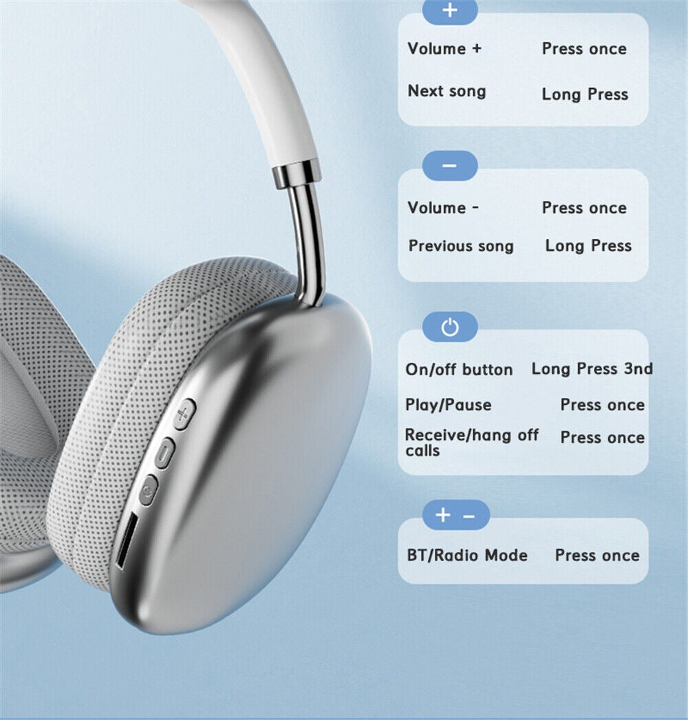 P9 Wireless Bluetooth Headphones | Fidelity Stereo Sound with Foldable Design | Multi-Mode Playback Pic 2