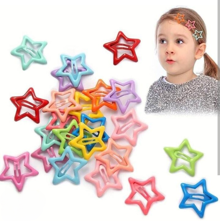 Pack Of 4 Star Shape Hair Clips For Girls Colorful Hair Accessories For Kids Styling and Daily Wear Pic 2