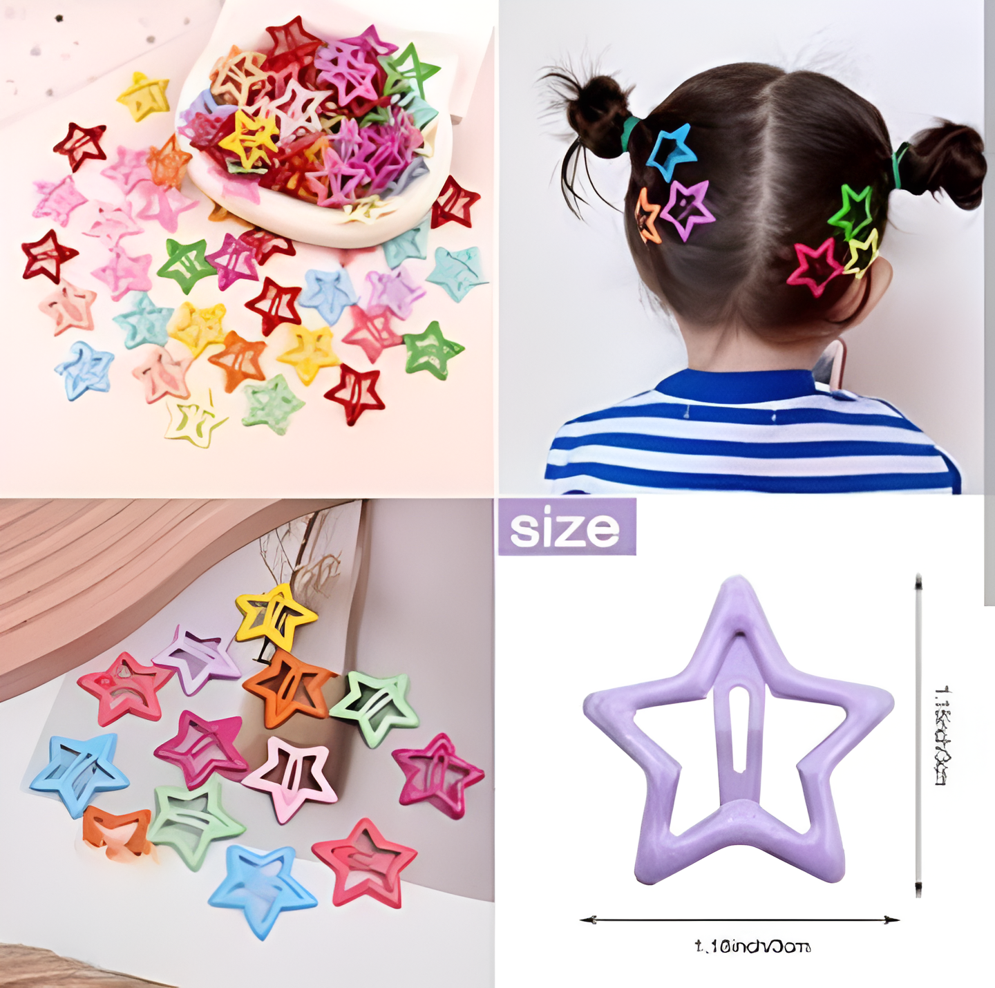 Pack Of 4 Star Shape Hair Clips For Girls Colorful Hair Accessories For Kids Styling and Daily Wear Pic 3