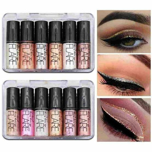 Pack Of 6 Mocallure Metallic Shiny Waterproof Glitter Eyeshadow Liquid Eyeliner Pic 1