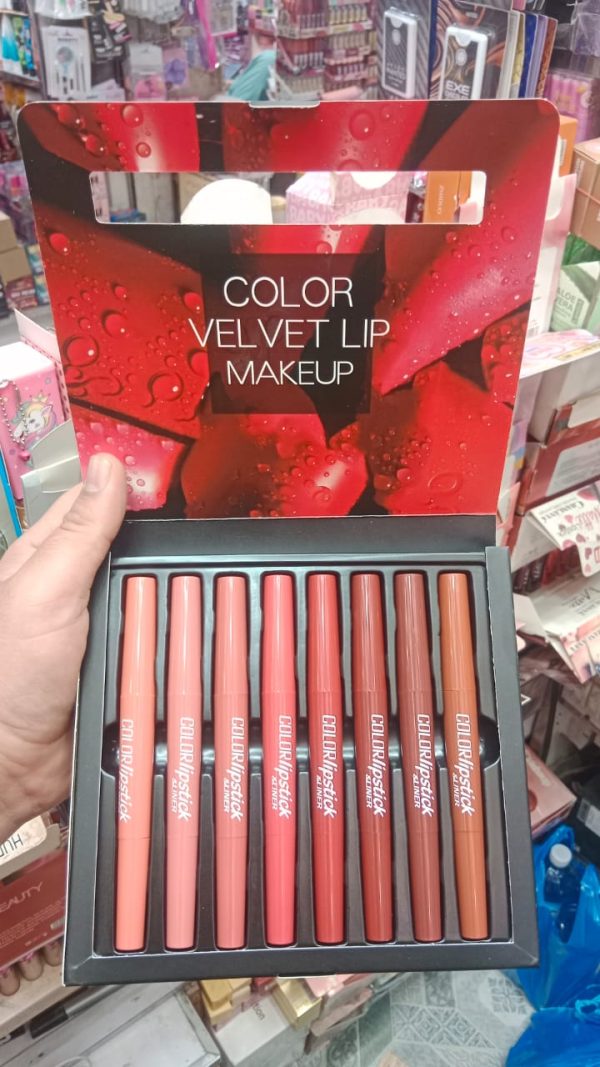 Pack Of 8 2-in-1 Matte Lipstick And Lip Liner Set, Waterproof Long Lasting Pen Set Pic 3