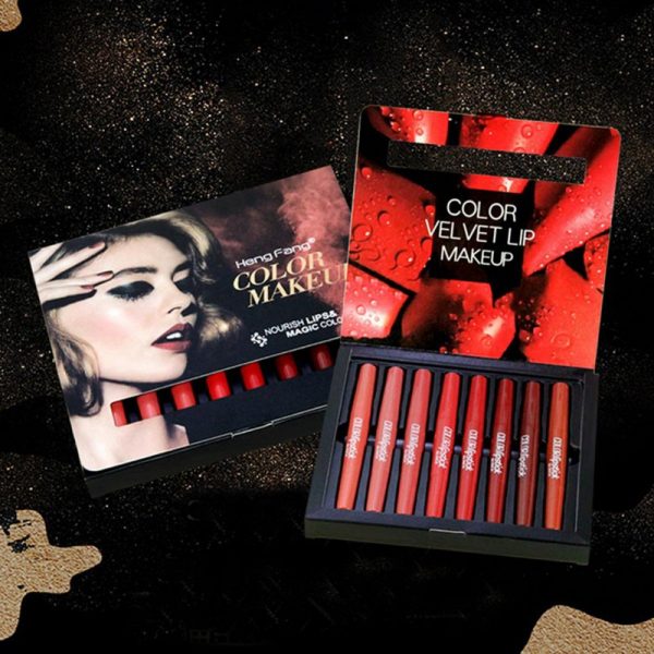 Pack Of 8 2-in-1 Matte Lipstick And Lip Liner Set, Waterproof Long Lasting Pen Set Pic 4