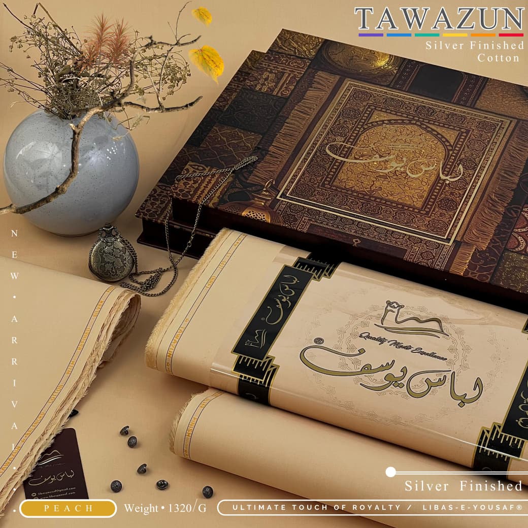 Peach Summer Cotton Tawazun by Libas e yousaf