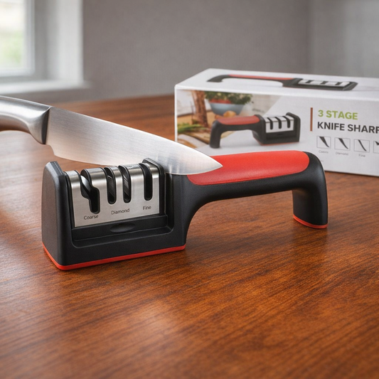 Professional 3-Stage Kitchen Knife Sharpener Tool for Steel & Ceramic Knives Pic 1