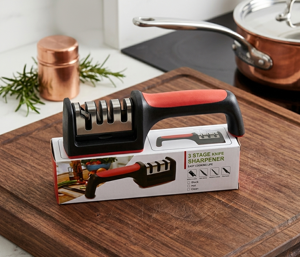 Professional 3-Stage Kitchen Knife Sharpener Tool for Steel & Ceramic Knives Pic 3