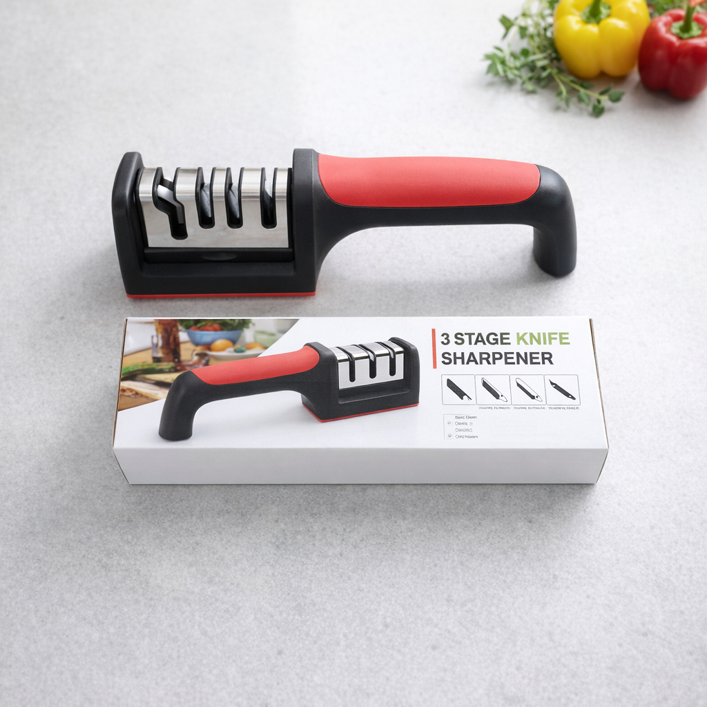 Professional 3-Stage Kitchen Knife Sharpener Tool for Steel & Ceramic Knives Pic 4