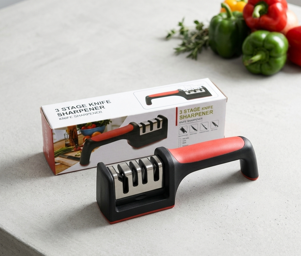 Professional 3-Stage Kitchen Knife Sharpener Tool for Steel & Ceramic Knives Pic 5
