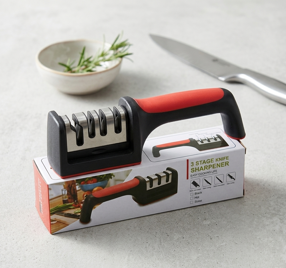 Professional 3-Stage Kitchen Knife Sharpener Tool for Steel & Ceramic Knives Pic 6