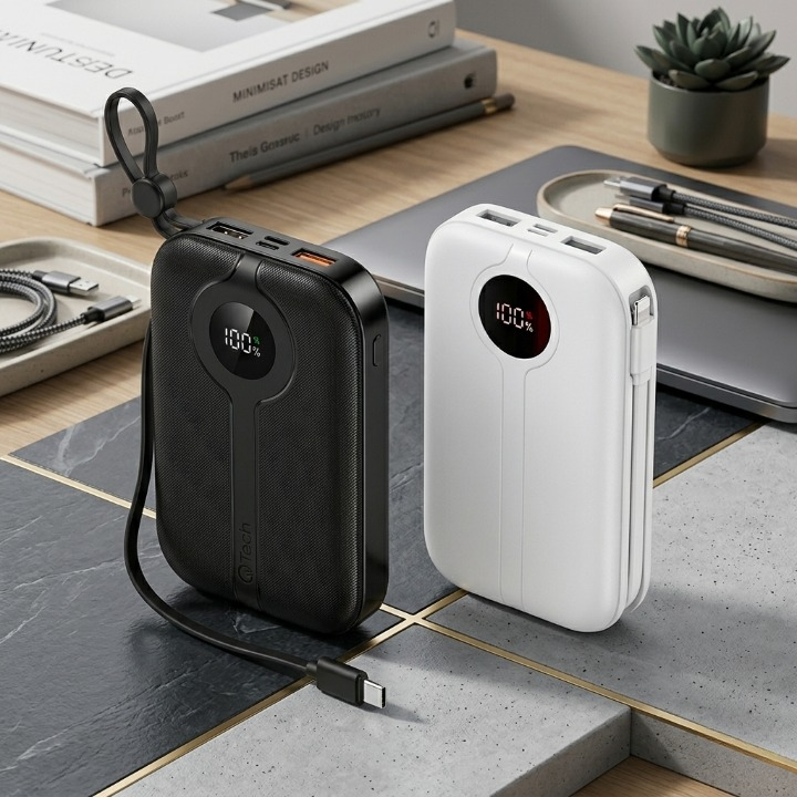 Qtech 20000mAh Power Bank 22.5W PD Fast Charging | Pocket Size with LED Display Pic 3