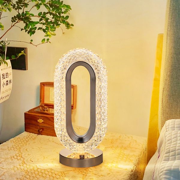 Rechargeable Luxury Oval Shaped Crystal Table Lamp Pic 1