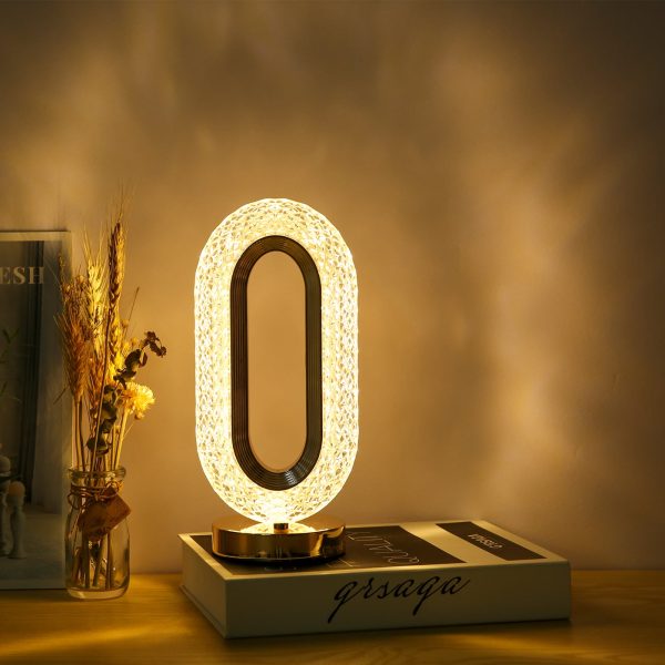 Rechargeable Luxury Oval Shaped Crystal Table Lamp Pic 2