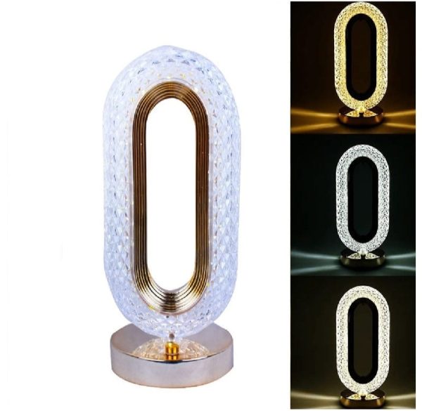 Rechargeable Luxury Oval Shaped Crystal Table Lamp Pic 3