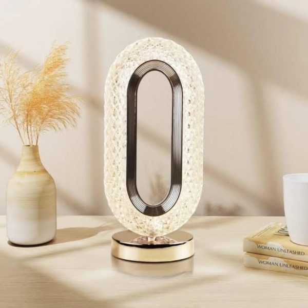 Rechargeable Luxury Oval Shaped Crystal Table Lamp Pic 5