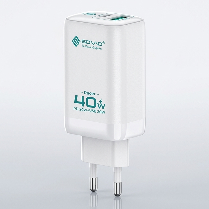 SOVO Racer Series SG-250 40W Dual Port Fast Charger USB-A  USB-C PD Wall Adapter PIc 3