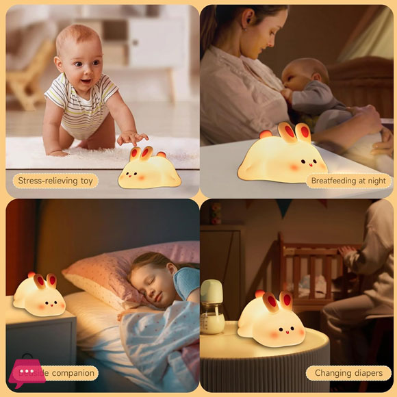 Silicon Rabbit Cute Lamps Rechargeable Rabbit Lamp With Touch Sensor Pic 4