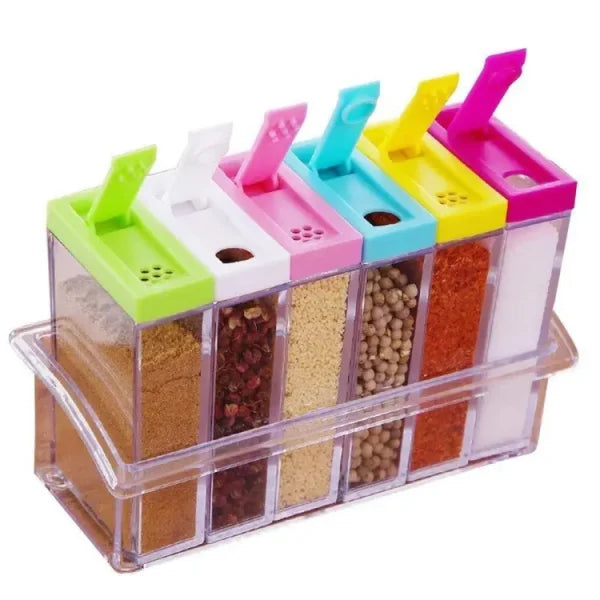 Spice Jars Dispenser Masala Rack - Set Of 6 Picture 1