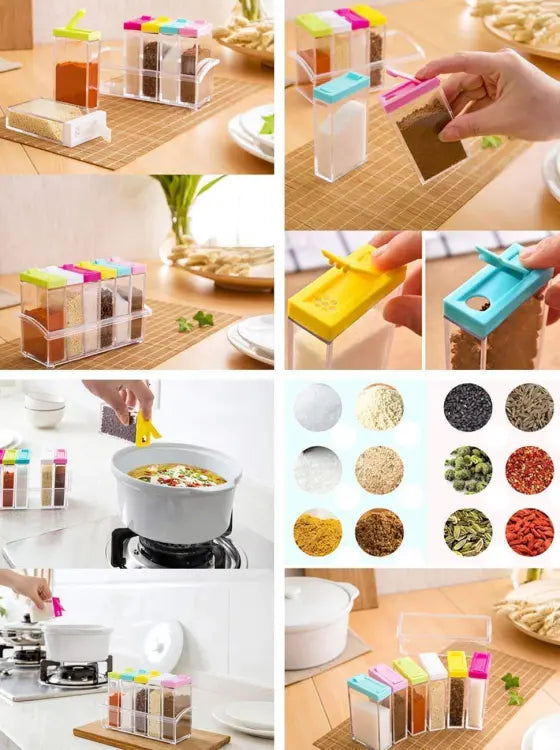 Spice Jars Dispenser Masala Rack - Set Of 6 Picture 4