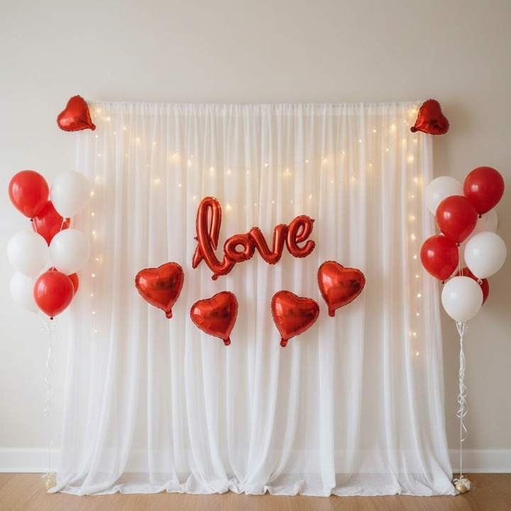 Tent Decoration Set With Red & White Balloons LED Lights Pic 3