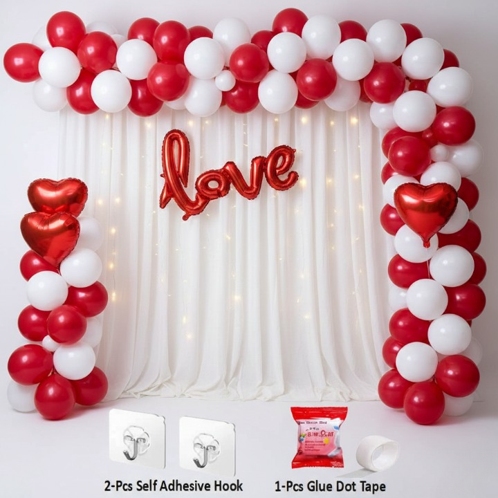 Tent Decoration Set With Red & White Balloons LED Lights Pic 4