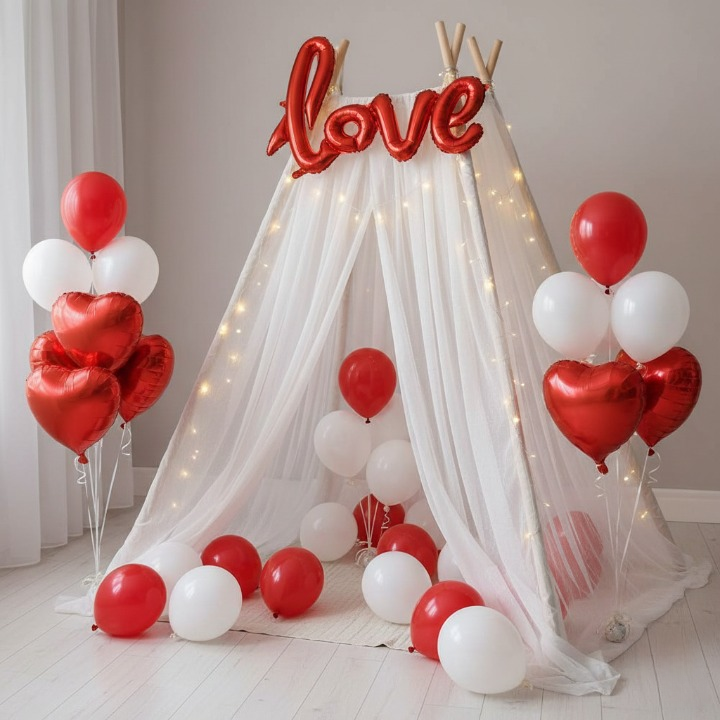 Tent Decoration Set With Red & White Balloons LED Lights Pic 6