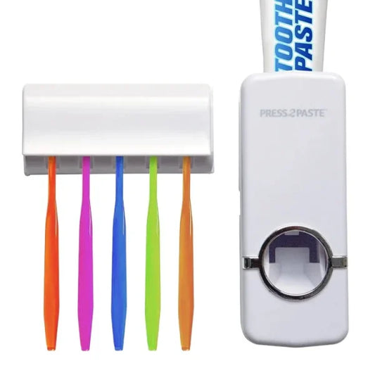 Toothpaste Dispenser With 5 Brush Holder Wall Mounted Pic 1