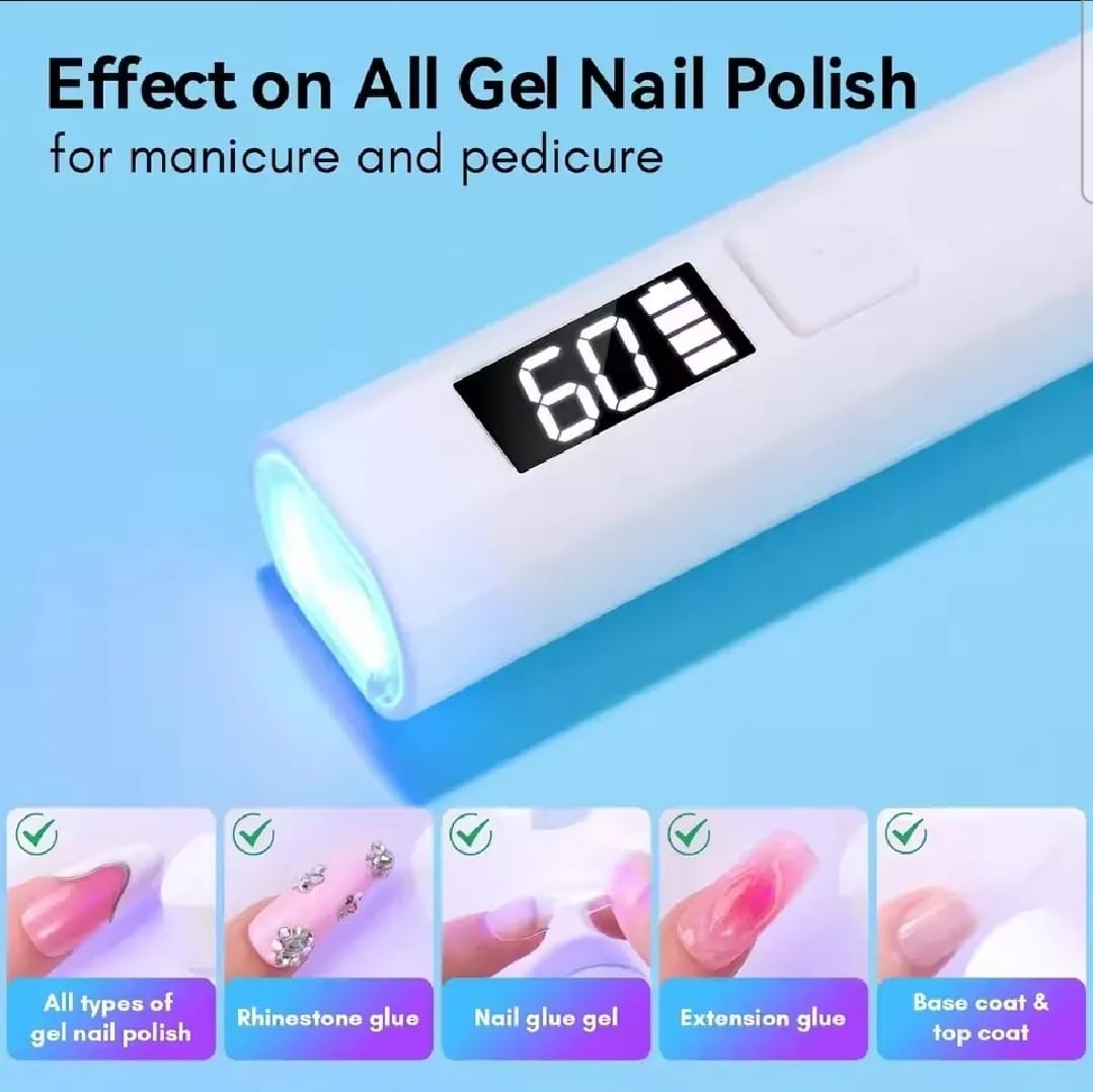 UV Light for Gel Nails Dryer | Rechargeable USB LED Display Fast Drying Gel Polish Home & Salon Use Pic 3