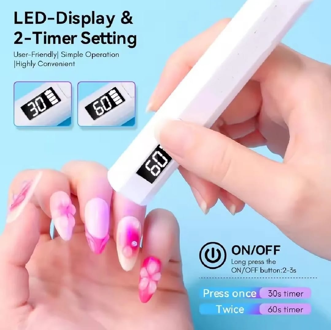 UV Light for Gel Nails Dryer | Rechargeable USB LED Display Fast Drying Gel Polish Home & Salon Use Pic 5