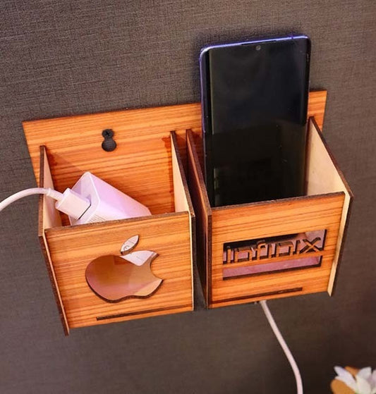 Wall Mounted Wooden Mobile Charging Holder for Home & Office Pic 1