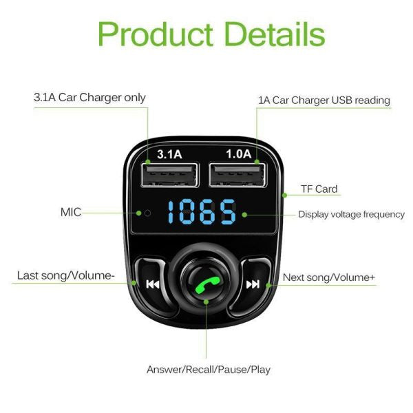 X8 – Multifunctional Car Mp3 Player Wireless Fm Transmitter Mp3 Modulator Pic 3