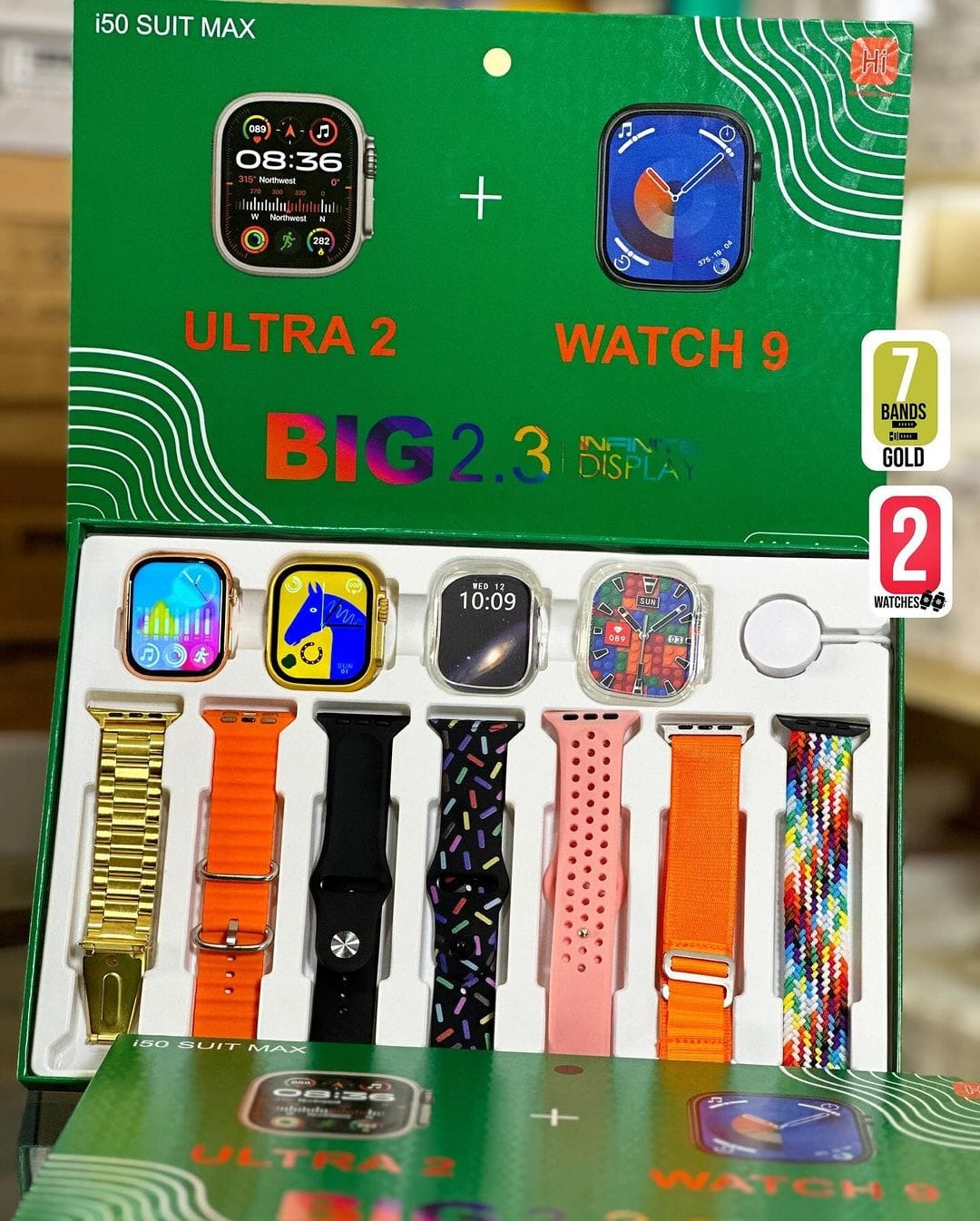 i50 New Model Smart Watch Bundle 7 Original Straps 2 Premium Watches 2 Protective Covers Pic 1