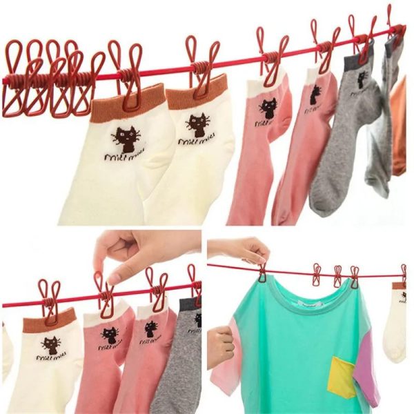 portable clothesline 185cm with 12 pcs Pic 1