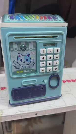 Creative Money Box ATM Machine with Password & Fingerprint Protection Kids Savings Bank Music & Auto Roll Video