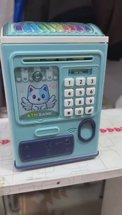 Creative Money Box ATM Machine with Password & Fingerprint Protection Kids Savings Bank Music & Auto Roll Video