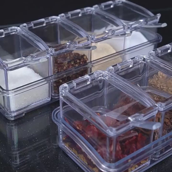 Crystal Seasoning Box With 4 Compartments | Spice Storage Container Video