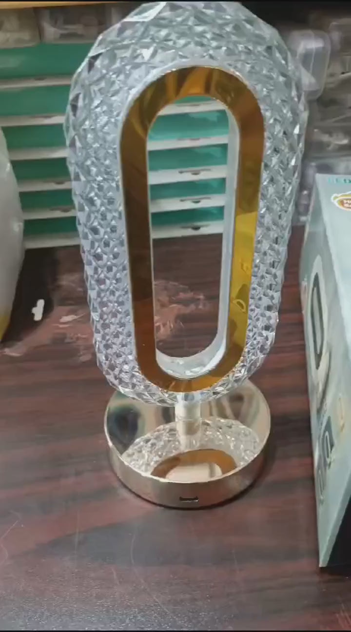 Rechargeable Luxury Oval Shaped Crystal Table Lamp Video