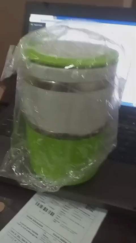 2 Layer Stainless Steel Airtight Lunch Box 930ml With Leak-Proof Design - Blue Video