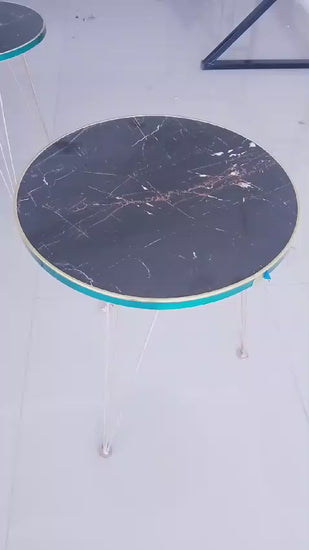 Black Marble Look With Gold Metal Legs Coffee Table 1 Piece Video