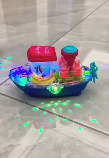 Gear Ship Bump and Go Toy for Kids with 3D Lights Music & Automatic Action Play Video