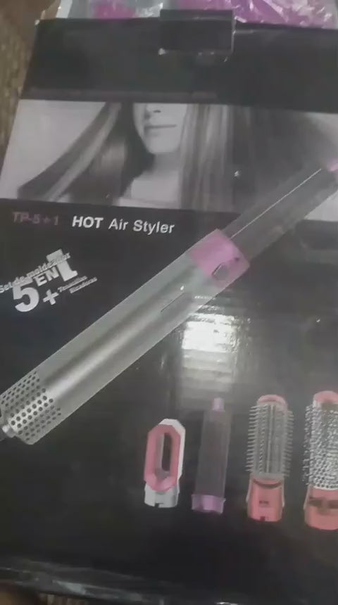 High Quality 5 In 1 Hair Styler Brush Hair Straightener Curler Blow Dryer & Volumizer Negative Ionic Electric Air Wrap With Detachable Brush Heads Video