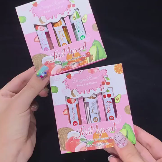 3 Pcs Dragon Ranee Natural Moisturizing & Long Lasting Lip Oil Care Balm Set Video
