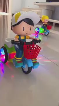 Musical Stunt Tricycle Toy Bike for Kids with 360° Rotation 3D Flashing Lights Music & Bump Video